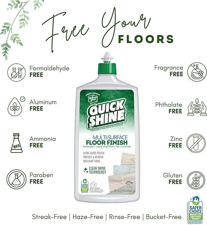 Quick Shine Floor Finish, 27 fl oz (Pack of 4)