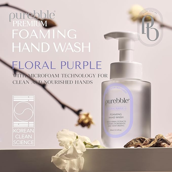 Floral Purple Foaming Hand Wash with Hyaluronic Acid, Floral Scent | Gentle, Hydrating Formula | For Kitchen and Bathroom | Cruelty Free Sulfate Free | 2 Pack