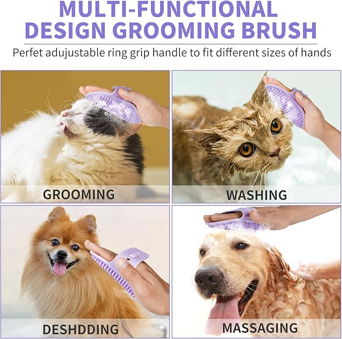 Professional 7 in 1 Dog Paw Cleaner for Dogs & Cats - Includes 1 Portable Paw Washer, 1 Bath Brush, 2 Dog Toothbrushes and 3 Absorbent Towels Note: Fits Paws up to 2 Inches Wide (Small, Purple)