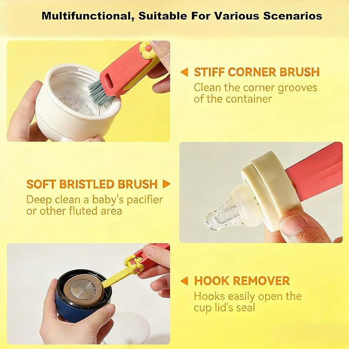 3 in 1 Multifunctional Bottle Cleaning Brush Set for Cup Lids and Tight Gaps, Home Kitchen Water Bottle Cleaner Brush for Plastic Cups and Crevice Cleaning, 3PCS