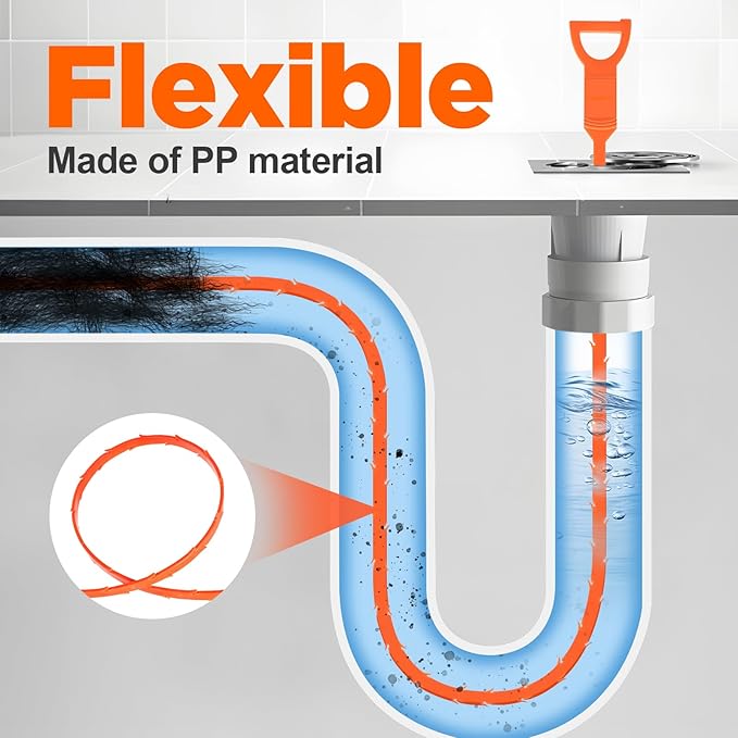 Forlivese 25 Inch Drain Snake,Drain Clog Remover,Sink Snake for Sewer Kitchen Sink Bathroom Tub Toilet Clogged Drains Relief Cleaning Tool 6 Pack
