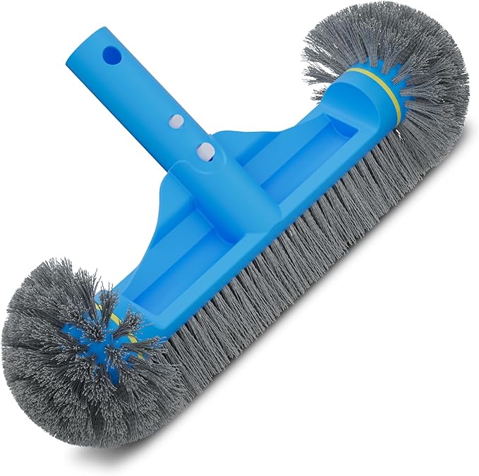 12.5'' Round End Pool Brush Head - Cleaning Wall & Tiles & Steps, Sturdy Nylon Bristles, Scrub Brush for Inground/Above Ground Pool, Spa, Hot Tub, No Pole