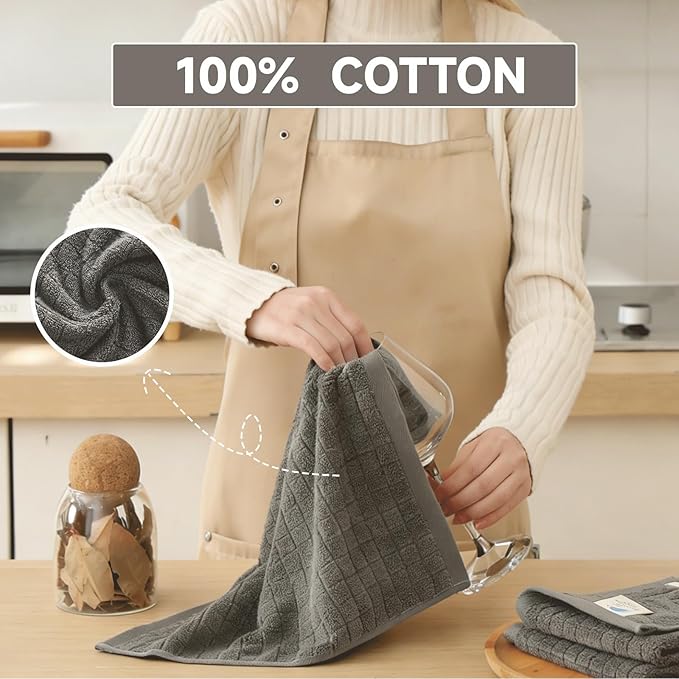 100% Cotton Kitchen Dish Cloths Set (8 Pack) – 13 x 13 Inches Ultra Soft Absorbent Dish Towels for Washing Dishes Scrubbing Dish Cloths Sets