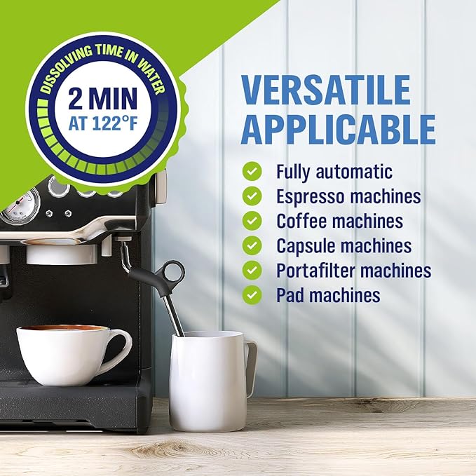 WoldoClean Coffee Machine Cleaner & Descaler Tablets (20 Count) - Universal Descaling Tabs Compatible with Nespresso, Keurig, Ninja, Breville & Drip Coffee Makers, Removes Limescale & Mineral Buildup
