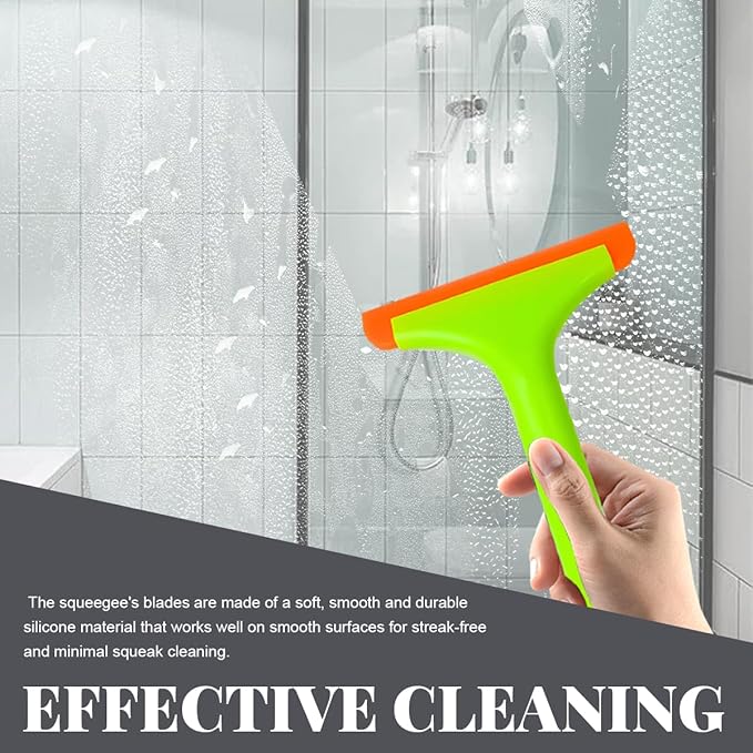 Small Silicone Window Squeegee, Car Windshield Silicone Squeegee, Auto Windshield Water Blade Scraper with 5.9 Inch Blade and Non-Slip Handle for Window, Mirror, Glass Door (Light Green)