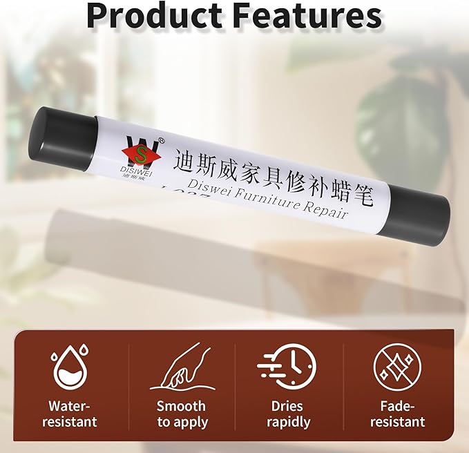 Wood Filler Sticks Black Furniture Scratch Repair Crayons Wood Floor Repair Wax Filler Sticks Furniture Repair Wax Crayons for Wooden Furniture, Floors, Cabinets & Tables