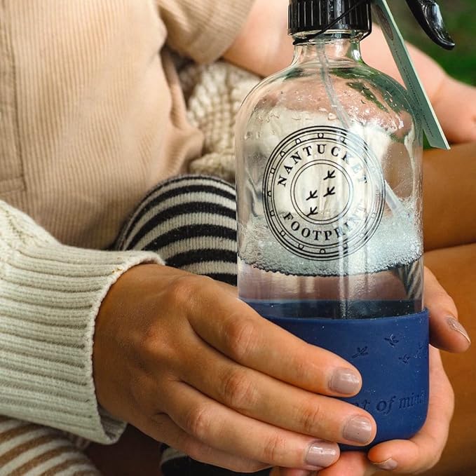 Empty Clear Glass Spray Bottles |16 oz Glass Spray Bottle | Silicone Based Glass Spray Bottle | Use Cleaner Strip Refills