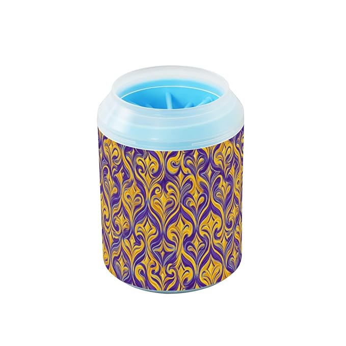 Dog Paw Cleaner Cups for Dogs Pets Foot Washer Paw Scrubber for Medium Small Cats Dogs Cute Cleaning Cup Purple Gold Mardi Gras
