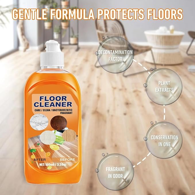 Multi-purpose Floor Cleaner, Powerful Decontamination Floor Cleaner, Laminate Floor Cleaners Concentrate Wood Floor Cleaning Polishing Brightening for Tile and Wood Floors (1 Set)