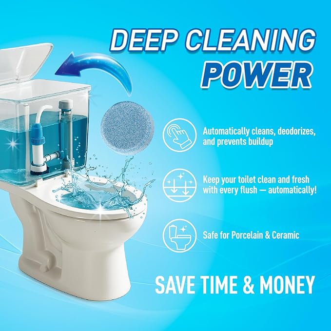 Toilet Bowl Cleaner Tablets 40 Pack, Long-Lasting Drop-in Tank Tablets with Sustained-Release Technology, Fight Tough Stains & Odors, Household & Commercial Use, Compatible with Most Toilets-Valuable