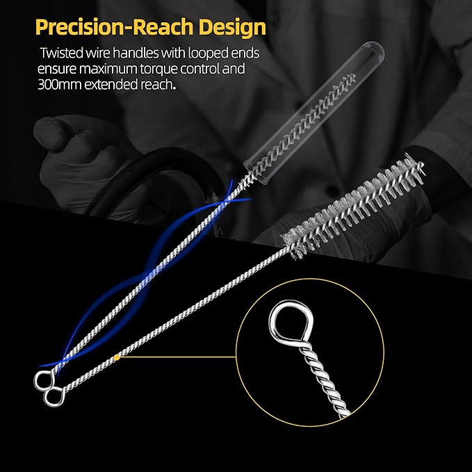 7Pcs Wire Tube Brushes Set,Stainless Steel Bottle Brush ,12" Long Wire Bore Brushes for Deep Cleaning Pipes,Tubes,Narrow Spaces, Engine Parts, Home Brew(1/4"-1" Sizes)