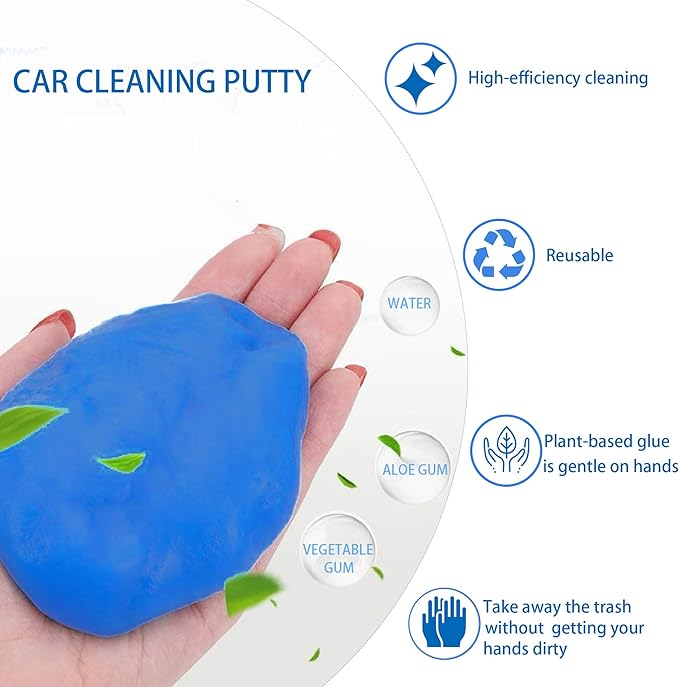 Car Cleaning Gel - Reusable Auto Detailing Tools for Interior Vents, Keyboard, Electronics, 2Pcs Portable Dust Cleaner (Blue/Yellow)