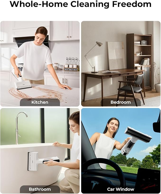 Hizero H100 Handheld Multi-Surface Cleaner for Tables, Desks, Countertops,Glass and Mirrors – Cordless Hard Surface Cleaning Tool That Leaves Surfaces Streak-Free and Dry, No Rags Needed