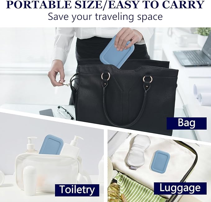 Leak Proof Silicone Travel Soap Case with Draining Tray - Bar Soap Holder for Travel, Gym & Camping - Mess-Free Portable Soap Container for Carry-on Bags (Dark Blue)