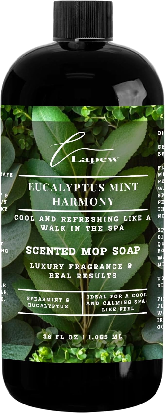 Luxury Floor Cleaner, Scented Mop Soap Concentrate | Hard Floor Cleaner for Tile, Vinyl, Laminate, LVP & Sealed Hardwood | Low-Foam, Streak-Free | 36 oz | Eucalyptus Mint Harmony
