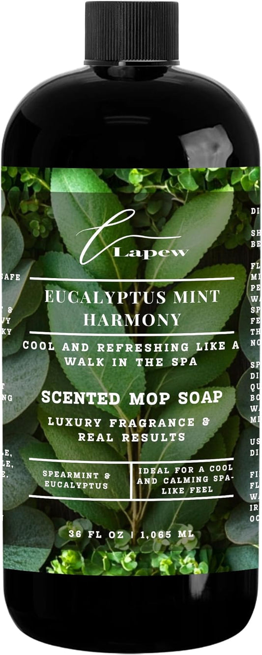 Luxury Floor Cleaner, Scented Mop Soap Concentrate | Hard Floor Cleaner for Tile, Vinyl, Laminate, LVP & Sealed Hardwood | Low-Foam, Streak-Free | 36 oz | Eucalyptus Mint Harmony