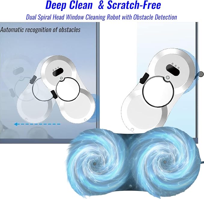 Window Cleaning Robot, Automatic Window Cleaner with Water Spray, 5600Pa Suction, 3.0 Path Planning, Remote Control, for Indoor Outdoor Windows Glass Tiles Door