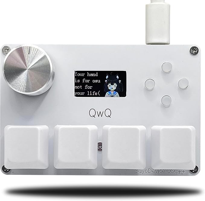 SayoDevice O3C++ OSU Keyboard Rapid Trigger Hall Switches Magnetic Linear Switches Keyboard with Knob and Screen,Copy Paste,Shotcut,Macro Hotswap Mini Keypad (White)