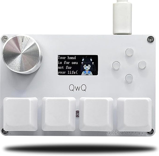 SayoDevice O3C++ OSU Keyboard Rapid Trigger Hall Switches Magnetic Linear Switches Keyboard with Knob and Screen,Copy Paste,Shotcut,Macro Hotswap Mini Keypad (White)