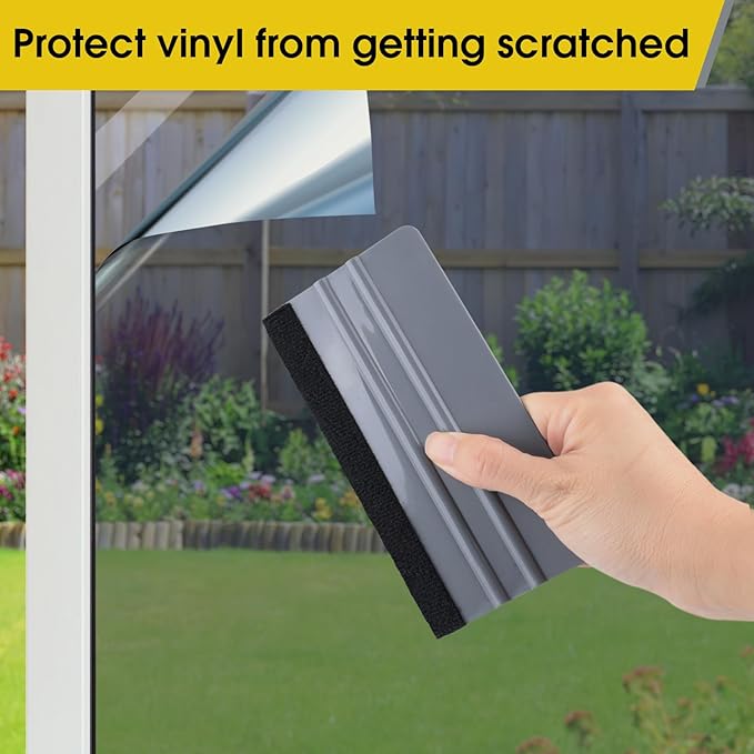 HIDBEA Window Felt Squeegee Tool, Vinyl Scraper for Window Privacy Film, Wallpaper and Car Glass, Tint Squeegee Installation Tool Protection Scratches Film Soothing, 5.9 * 3.1 Inch, Grey