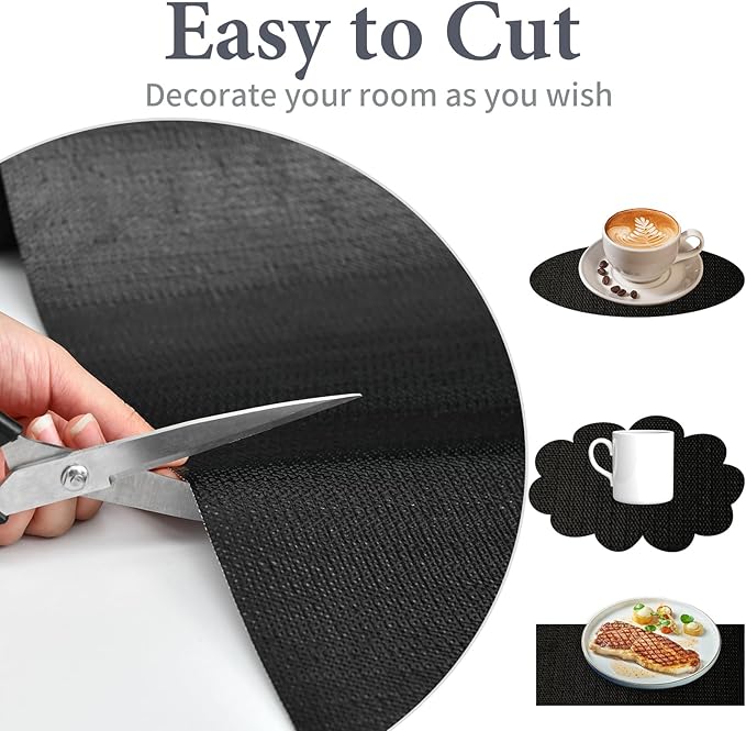 Shelf Liners for Kitchen Cabinets 12in x 30FT, Non Adhesive Drawer Liner Pure Black Thickened Shelf Liner Non-Slip Easy to Clean for Tool Box Refrigerator with Knife and Tape Measure