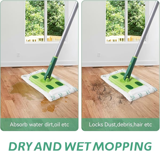 Microfiber Mop Pads Replacement for Quick Shine Hard Surface Floor Polish Mop: Washable & Reusable Mop Pad,Wet Dry HardFloor Cleaning Refills (6 Pack)