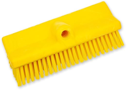 SPARTA 40423EC04 Plastic Floor Scrub Brush, Wall Brush, Equipment Brush With Nonabsorbent Bristles For Industrial Kitchens, Hospitals, Commercial Cleaning, 10 Inches, Yellow, (Pack of 2)
