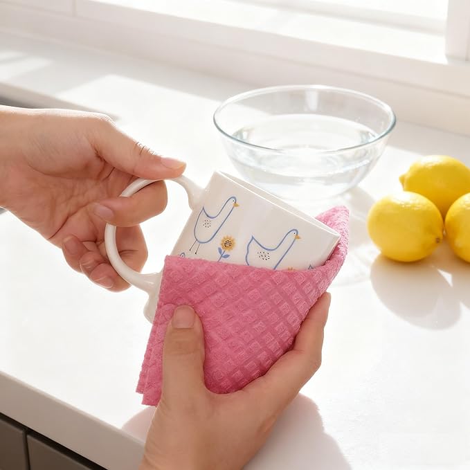Eco-Smart Kitchen Cleaning 25-Pack Set, 6 Gray & 6 Red Swedish Dishcloths, 6 Light-Brown & 6 Coconut Scrubber Sponges, A Wall-Mount Mesh Storage Bag Reusable, Biodegradable, Paper-Towel Replacement