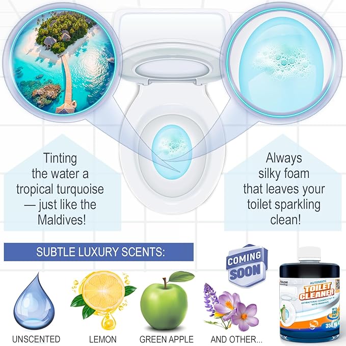 Automatic Toilet Bowl Cleaner with Refill — Antibacterial Flush-Activated Cleaning System, Toilet Cleaners for Hard Water, Helps Remove Rust & Limescale, Long-Lasting Performance & Fresh Lemon Scent