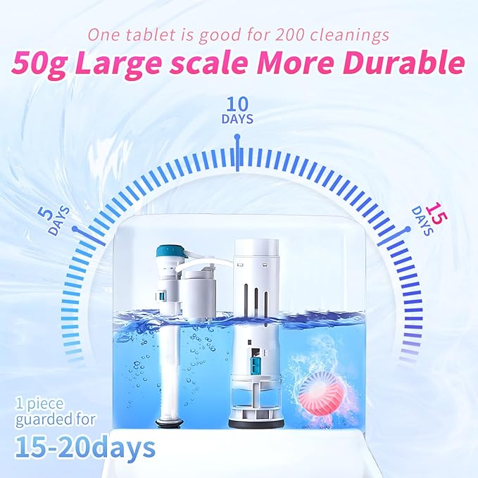 Automatic Toilet Bowl Cleaner Tablets, 30-Pack Long-Lasting Toilet Tank Cleaner for Bathroom, Blue Water Freshener, Prevents Stains & Odor, Safe for All Toilets (30, Blue and green)