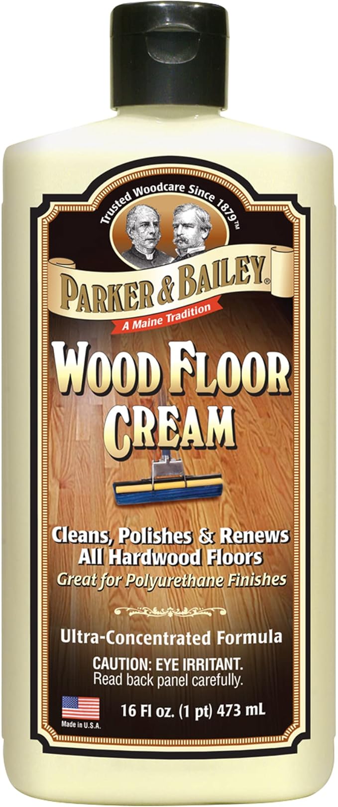 Parker & Bailey Wood Floor Cream for Hardwood, Laminate & Faux Floors, Shine Restorer & Cleaner for Home, Cuts Grease, 16 oz