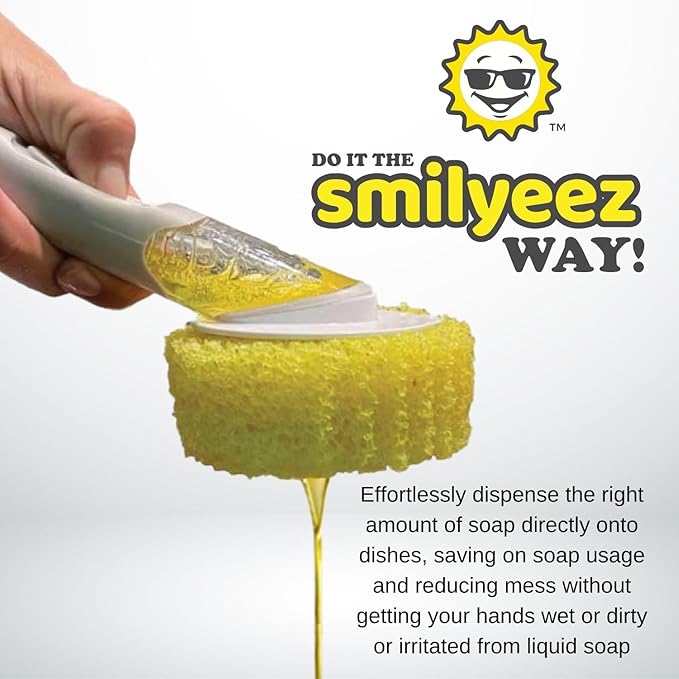 The Original Smiling Handle with Soap Dispensing for Scrub Daddy (Reg. TM) Sponge and Scrub Moji Sponge (Orange)