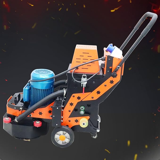 Hand-push Cement Ground Grinder Floor Grinding Polisher Floor Polishing Machine with 6pcs Grinding Heads 30L Dust Bucket for Old Ground Restore 220V