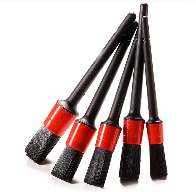 Car Detailing Brush Set, Scratch-Free Soft Bristle Brushes for Interior and Exterior Cleaning, Wheels, Air Vents, Dashboard, and Leather Surfaces, 5 Pcs