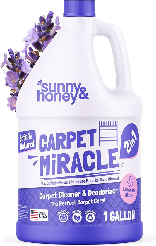 Sunny & Honey Carpet Cleaner Shampoo - Pet Stain Remover & Surface Smell Eliminator - Rug Cleaner & Upholstery Cleaner Solution for Machine Use (128 fl oz, Light Lavender Scent)