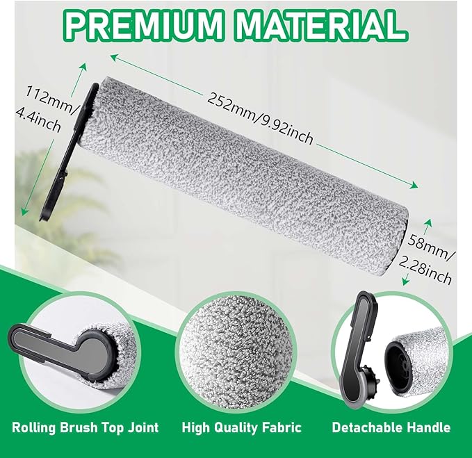 Floor ONE Stretch S6 Roller Brush Replacement and Vacuum Filter Kit Compatible with Tineco Stretch S6 /Switch S6 Cordless Wet Dry Vacuum Replacement Parts,2 Roller Brushes,2 Filters,1 Cleaner Brush
