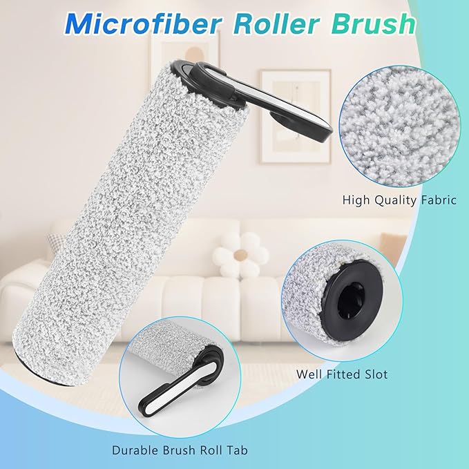 Roller Brush and Filters Replacement Parts for Tineco Floor One S5 Combo/S5 Combo Power Kit Cordless Wet Dry Vacuum Cleaner- 2 Roller Brushes + 4 HEPA Filters + 1 Cleaning Brush (7 Pcs)