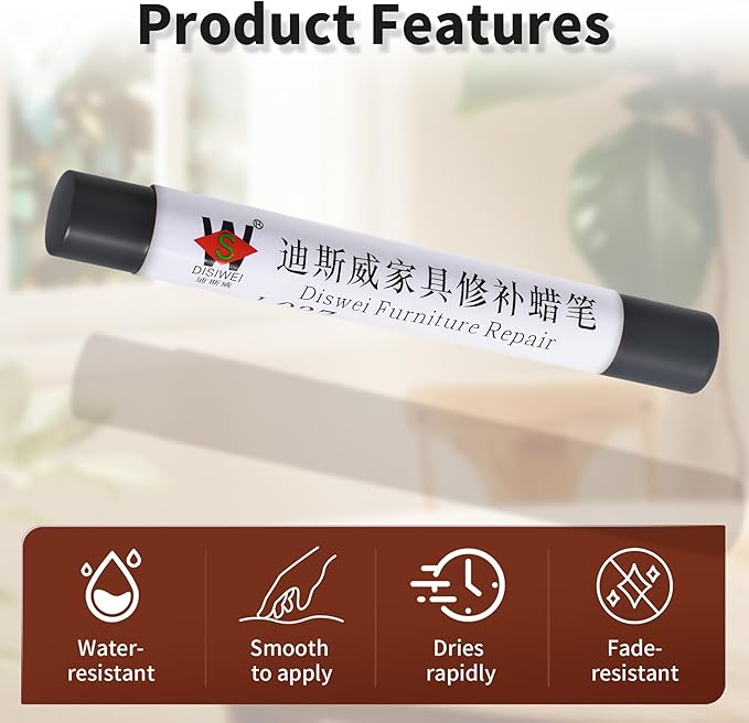 Wood Filler Sticks Slate Gray Furniture Scratch Repair Crayons Wood Floor Repair Wax Filler Sticks Furniture Repair Wax Crayons for Wooden Furniture, Floors, Cabinets & Tables
