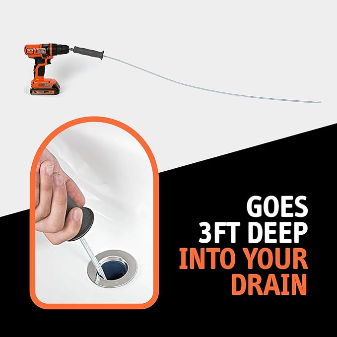 DSSNK070 Revolutionary Tub and Sink Snake Auger Clog Remover for Bathroom Drains, 42 Inch, Stainless