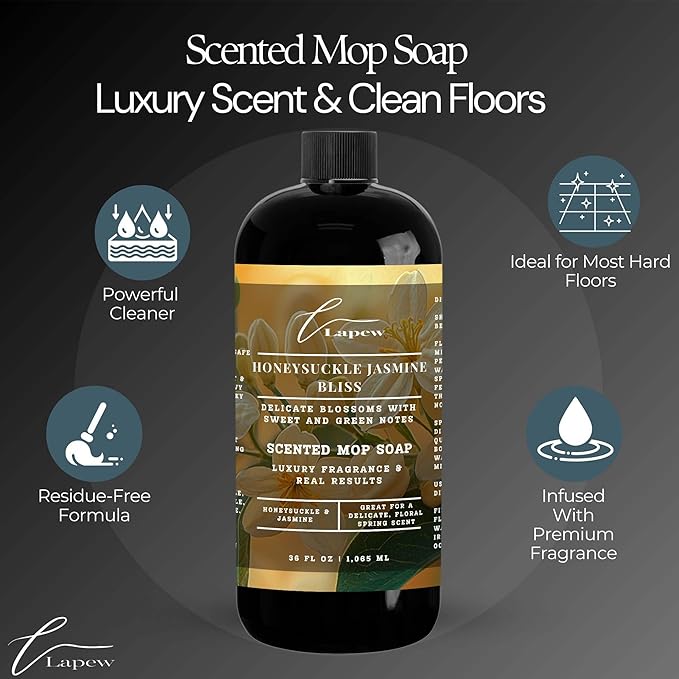 Honeysuckle Jasmine Bliss Scented Mop Soap Concentrate 36 oz | Premium Fragranced Floor Cleaner | Streak-Free | Hard Floor Cleaning Solution | Eco Friendly | Made in USA