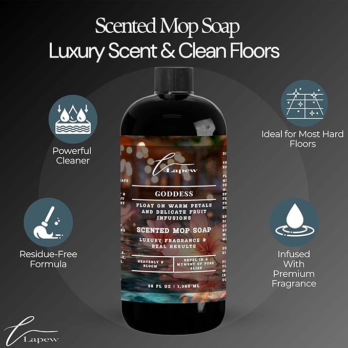 Luxury Floor Cleaner, Scented Mop Soap Concentrate | Hard Floor Cleaner for Tile, Vinyl, Laminate, LVP & Sealed Hardwood | Low-Foam, Streak-Free | 36 oz | Goddess