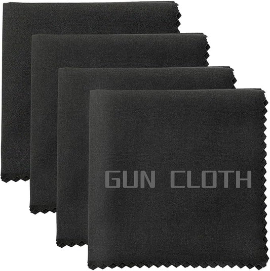 4 Pack Microfiber Gun Cleaning Cloth, 12"x12" Lint Free Gun Cleaning Rags, Reusable Microsuede Cleaning/Polishing Wipes Towels for Firearms, Knives and Scopes (Black)