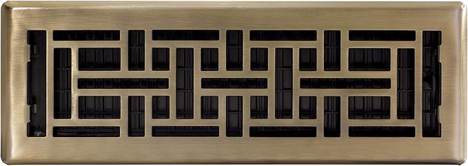 Decor Grates Oriental Floor Register, 4x14 Inches, Antique Brass Finish