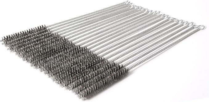 12 Inch Pipe Cleaning Brush Set with Stainless Steel Bristles, Steel Wire Tube Brush Kit for Auto Parts Polishing, Machining, Bottles, Tubes, Etc.（15mm-20pcs）