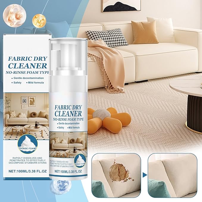 Couch Cleaner For Fabric, 100ml Powerful Stain Remover Spray, Professional Sofa Cleaner, Laundry Stain Removers, Household Supplies for Kitchen Car Patio Carpet Upholstery Leather RV