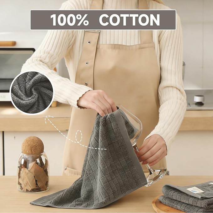 100% Cotton Kitchen Dish Cloths Set (8 Pack) – 13 x 13 Inches Ultra Soft Absorbent Dish Towels for Washing Dishes Scrubbing Dish Cloths Sets