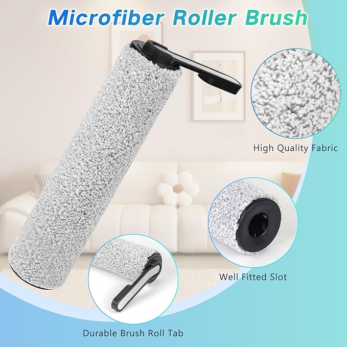 Accessory Set for Tineco iFLOOR 5 Breeze Wet and Dry Vacuum Cleaner Replacement Parts 7 Pieces Accessories 3 Roller Brushes + 3 HEPA Filters + 1 Cleaning Brush
