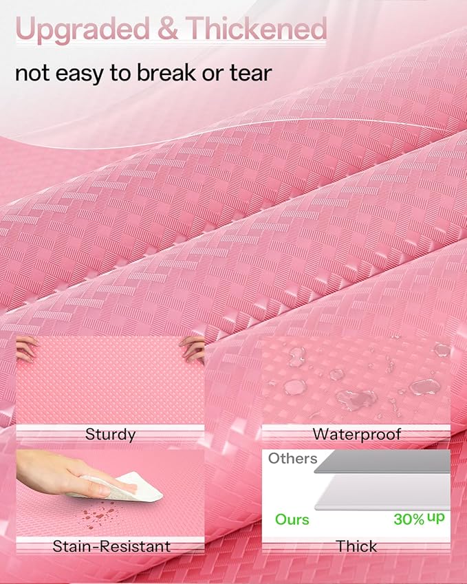 Shelf and Drawer Liner for Kitchen Cabinet, Non-Adhesive 12in x 120in Waterproof Contact Paper Refrigerator Liners Thickened Durable EVA Material Non Slip Mat for Dresser Cupboard Pantry Protector