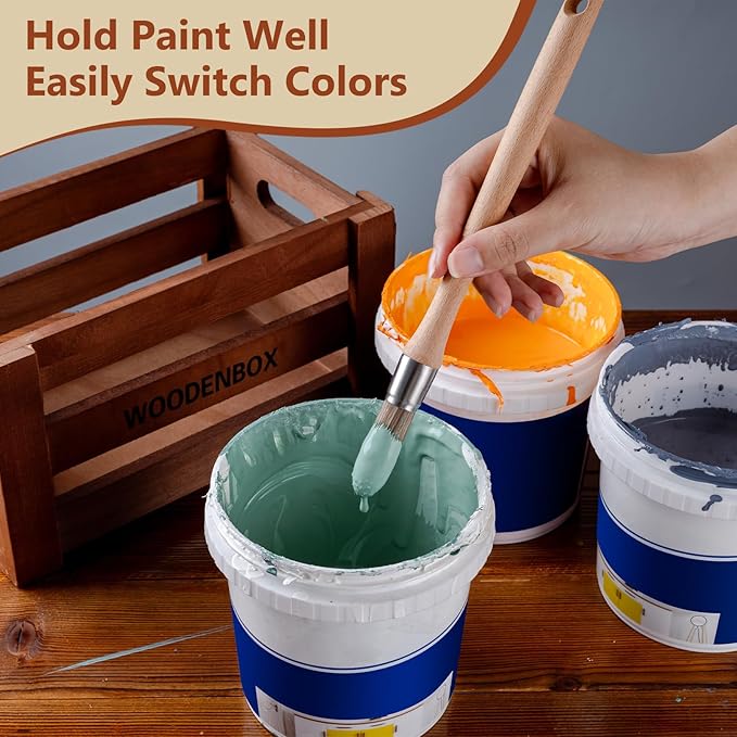 Trim Paint Brush, 0.6 Inch, 3 Pack, Small Paint Brushes for Walls, Touch Up, Trim Painting Tool for Detail Areas and Corners, Round Paint Brushes, Trim Brushes for Painting House Wall Edges