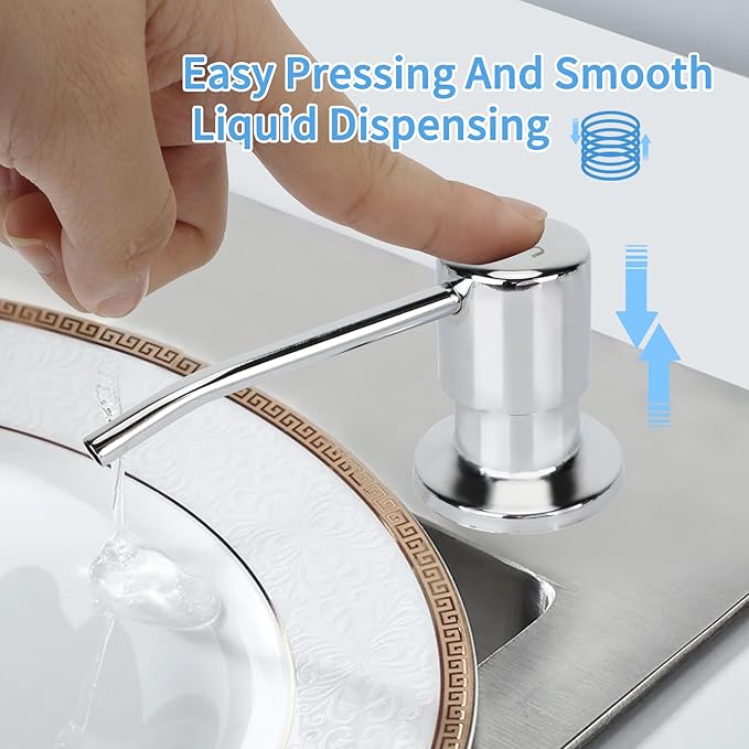 Soap Dispenser for Kitchen Sink Black Built in Soap Dispenser Pump Dish Liquid Countertop with Bottle